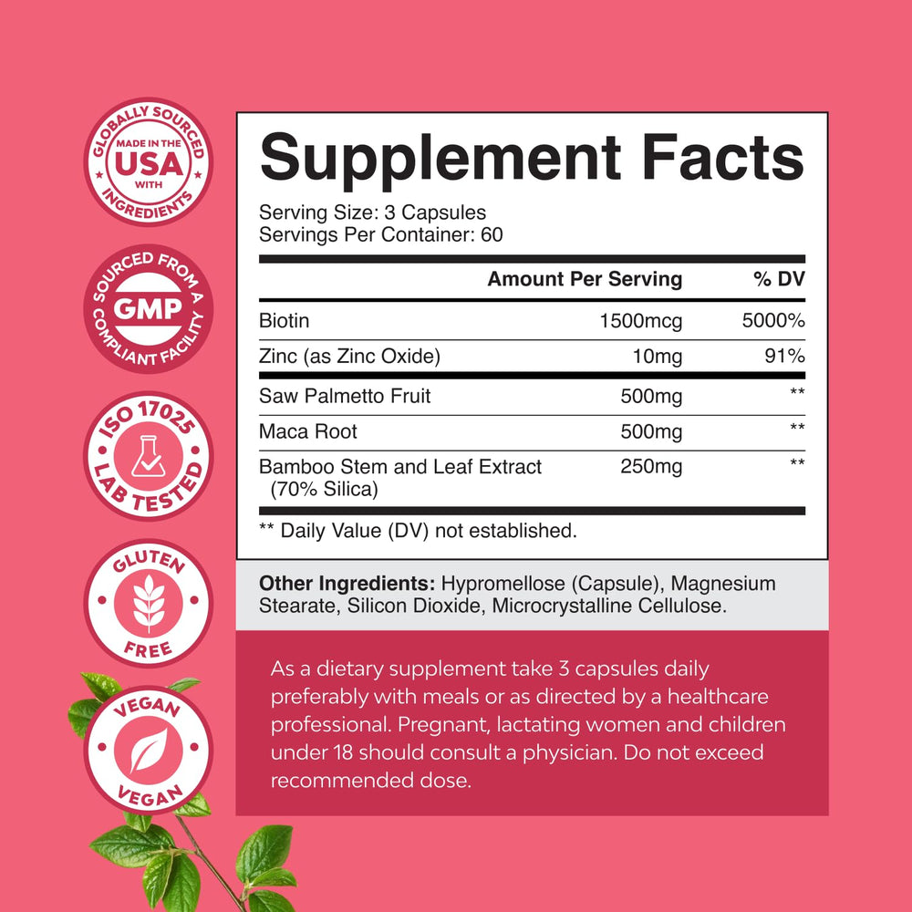 Saw Palmetto capsules with Maca Root and Biotin - 500mg