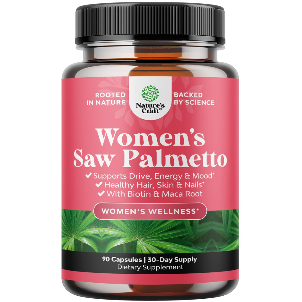 Bottle of Extra Strength Saw Palmetto for Women 500mg - 90 capsules