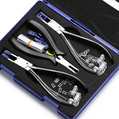 Professional eye glass repair kit in clear plastic case