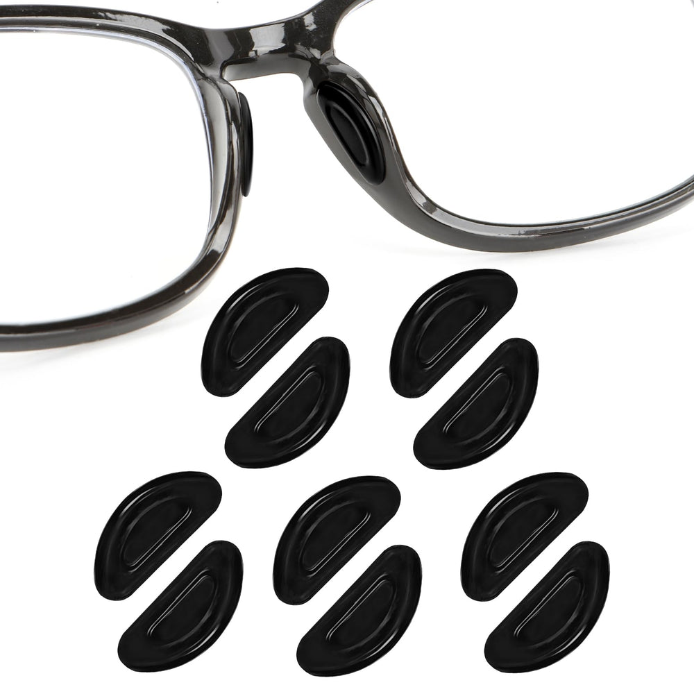 Ten black silicone eyeglasses nose pads at 1mm thickness