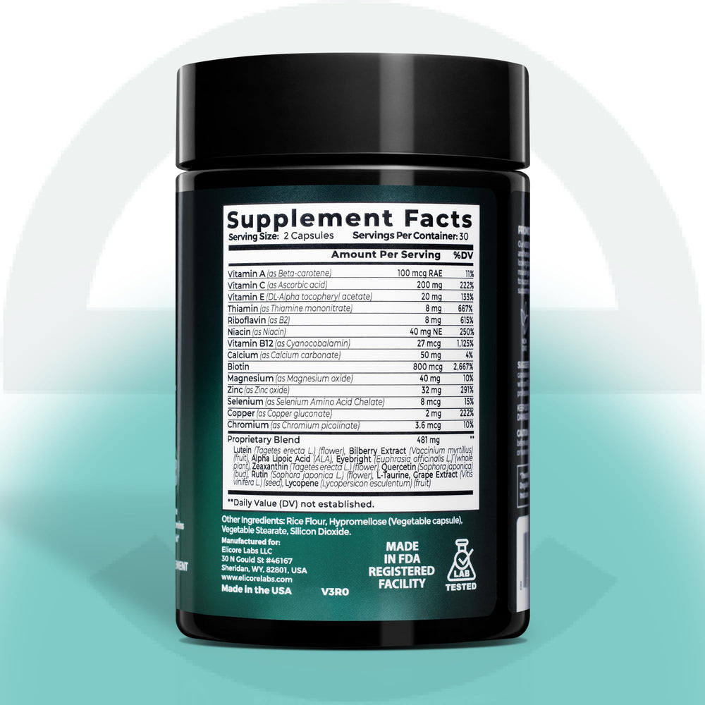 Person using a computer with Vision+ eye health awareness