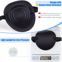 Close-up of adjustable elastic band on eye patch