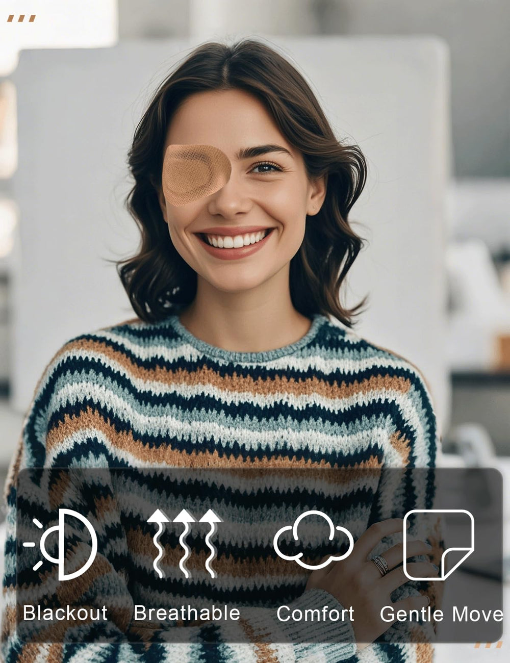 Adhesive eye patch surface showing easy removal