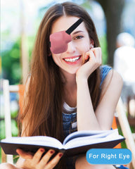 Two pink 3D eye patches for the right eye in packaging