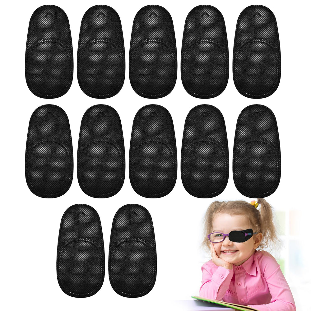 Black medium-size reusable eye patches set of 12 (front view)