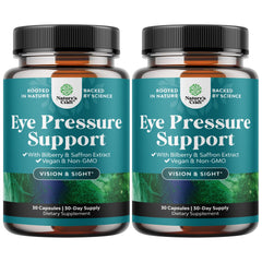 Bottle of Eye Pressure Support with Bilberry Extract for vegan eye health