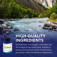 Close-up of Eye Relief supplement label and ingredients