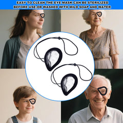 Clear plastic eye shield protecting eyes from dust debris