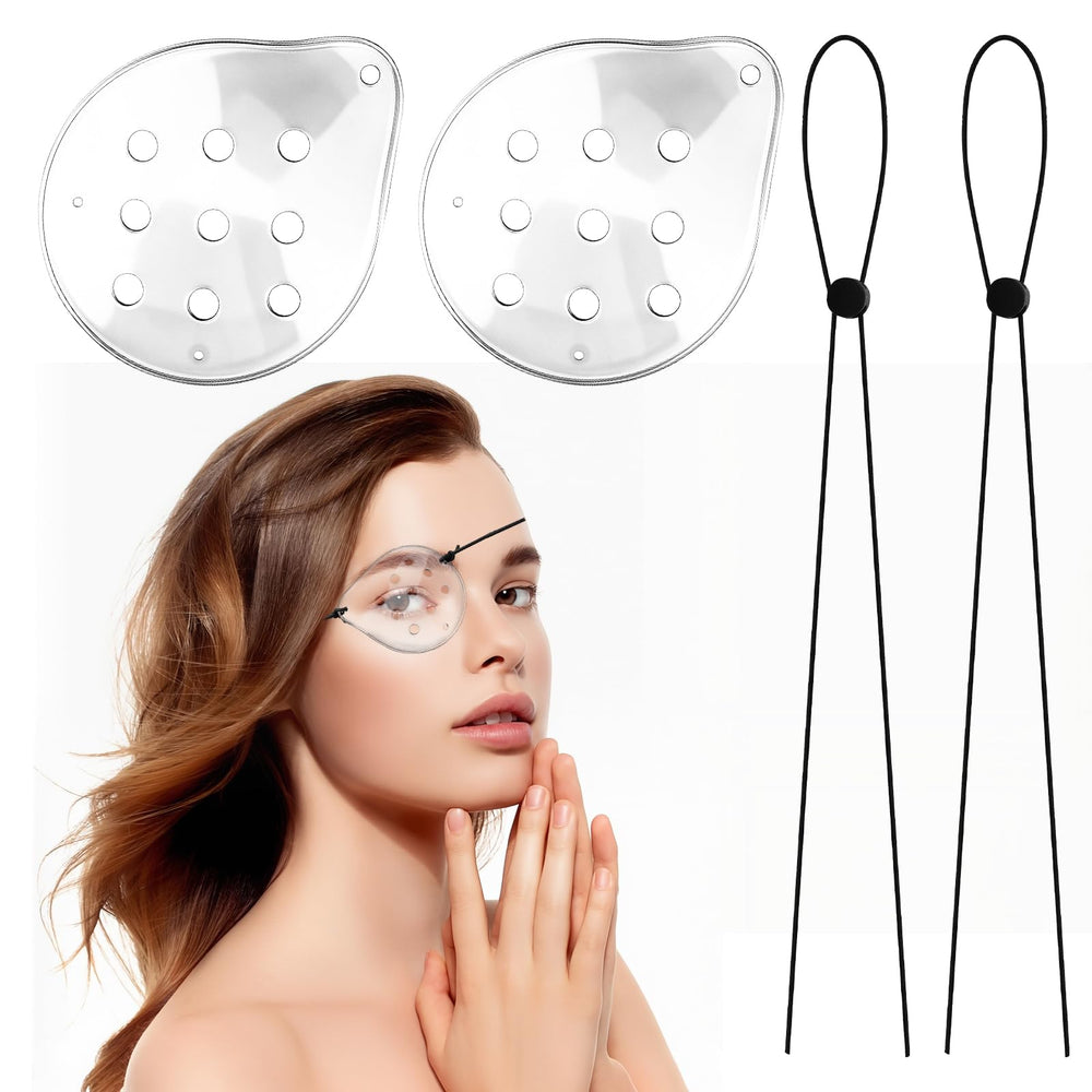 Two-pack eye shields for cataract surgery with extended elastic strap