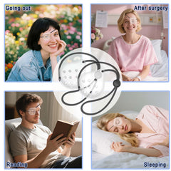 Two eye shields packaged for sleep and shower use after surgery