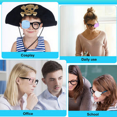 Package includes six eye patches for glasses