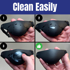 Black leather eye patch for left eye with adjustable strap