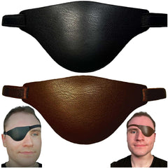 Brown leather eye patch for right eye with adjustable strap