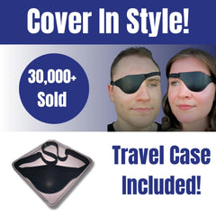 Close-up of black leather eye patch