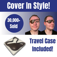 Cosplay-ready brown leather eye patch on display