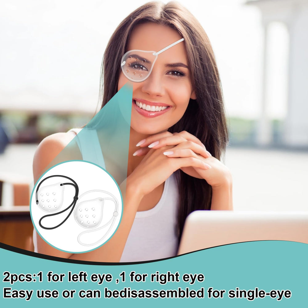 Package includes two eye shields in black and white