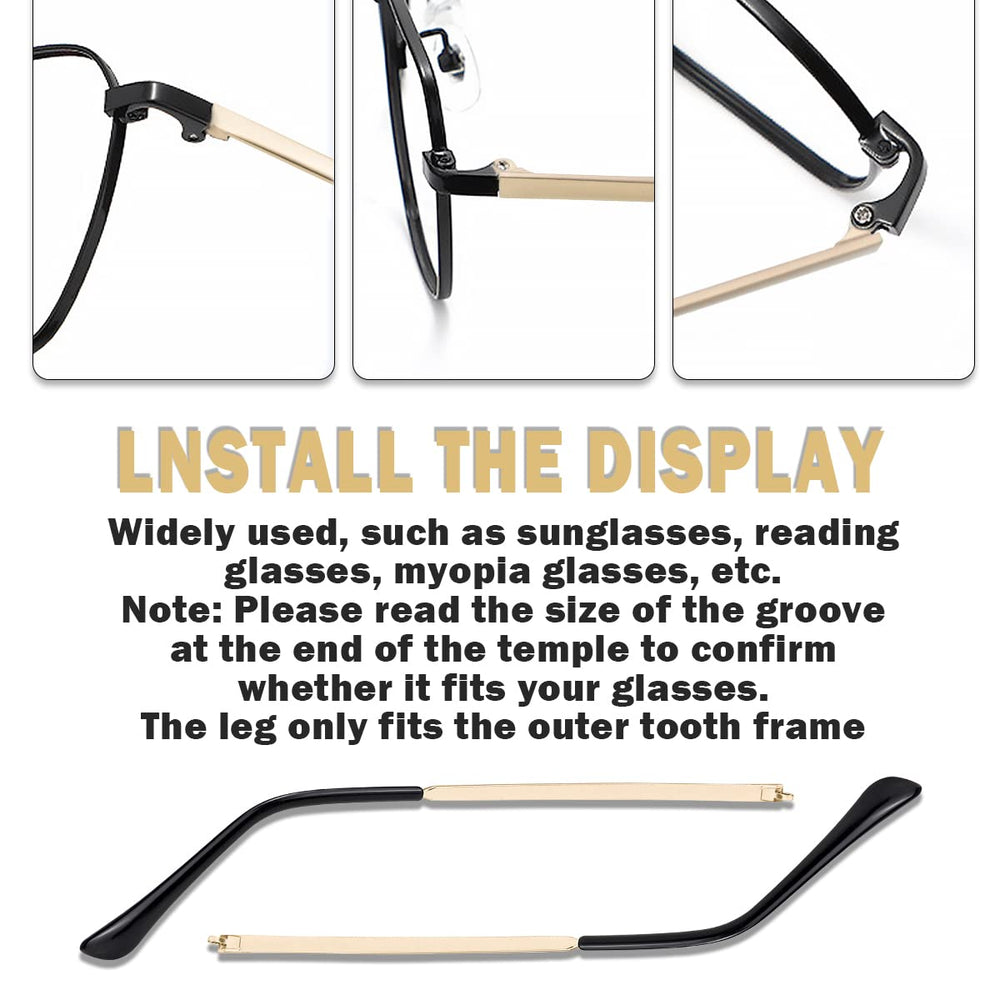 Eyewear frame with replacement arm attached – angled view