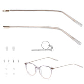 Gold eyeglass replacement arm with transparent leg and universal hinge fit