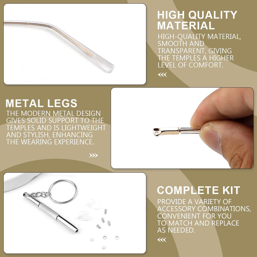 Metal inner core and screw holes of universal eyeglass arm