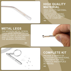 Metal inner core and screw holes of universal eyeglass arm