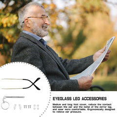 Assembled gold eyeglass replacement arm in use