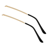 Golden metal eyeglass arm replacement with silicone anti-slip tip - front view