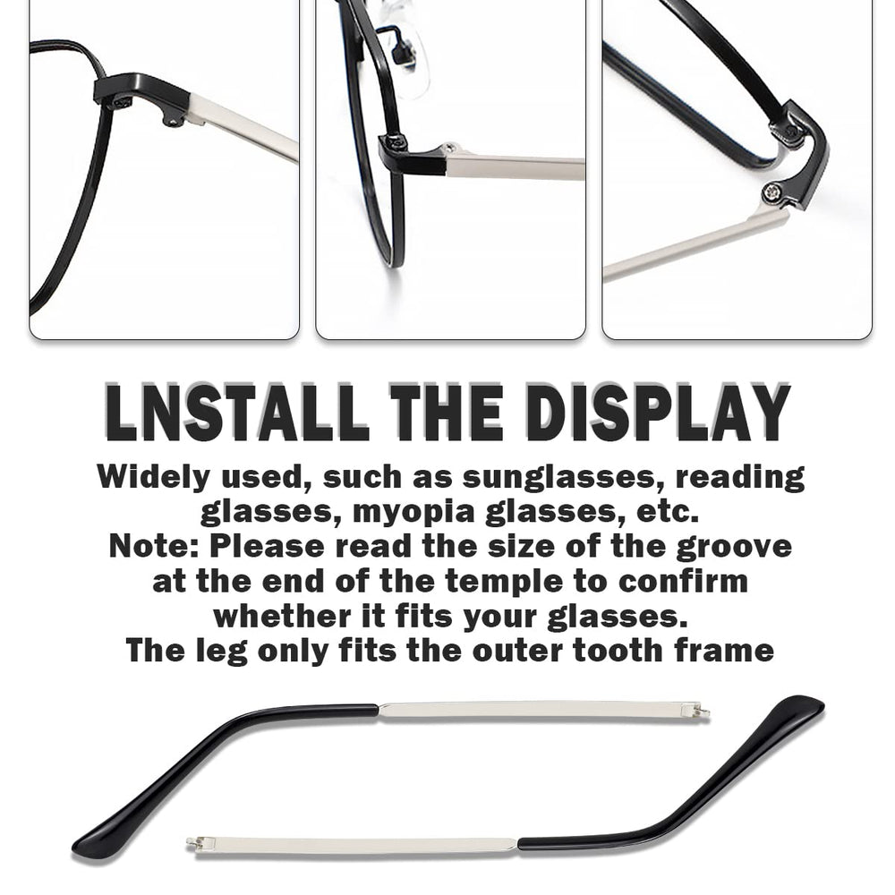 Universal temple replacement arm on eyewear