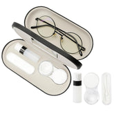 Double-sided eyeglass case exterior with built-in mirror