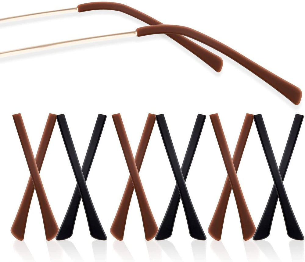 Black and brown silicone eyeglass end tips set