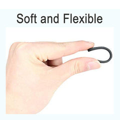 Black silicone eyeglass end tip installed on a frame arm