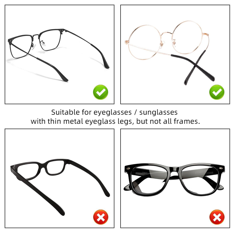 Close up of black eyeglass end tips material
