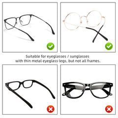Close up of black eyeglass end tips material