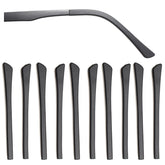 Five pairs of black silicone eyeglass end tips for flat metal legs