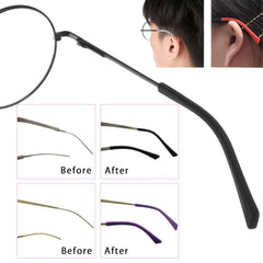 Brown anti-slip silicone eyeglass end tip close-up
