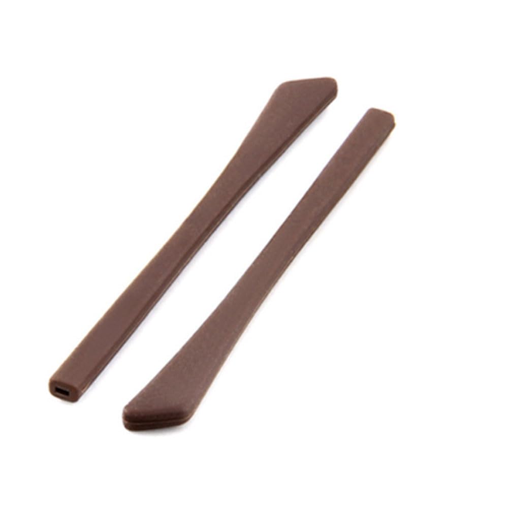 Brown silicone eyeglass end tips with anti-slip design