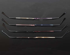 Close-up of black eyeglass replacement arms' tooth and hinge