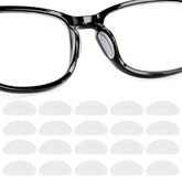 Clear silicone eyeglass nose pads, size 0.28 x 0.59 inches