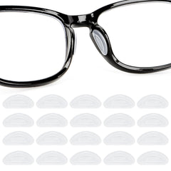Clear silicone eyeglass nose pads, size 0.28 x 0.59 inches