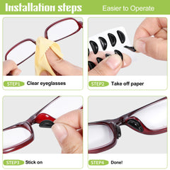 Glasses with clear nose pads on various frame types