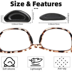 Anti-slip silicone nose pads on eyeglass frame in black