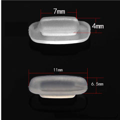 Close-up of 11mm x 6.5mm square silicone nose pads