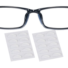 Clear 16x7mm 1.3mm ultra-thin silicone eyeglass nose pads in packaging (5 pairs)