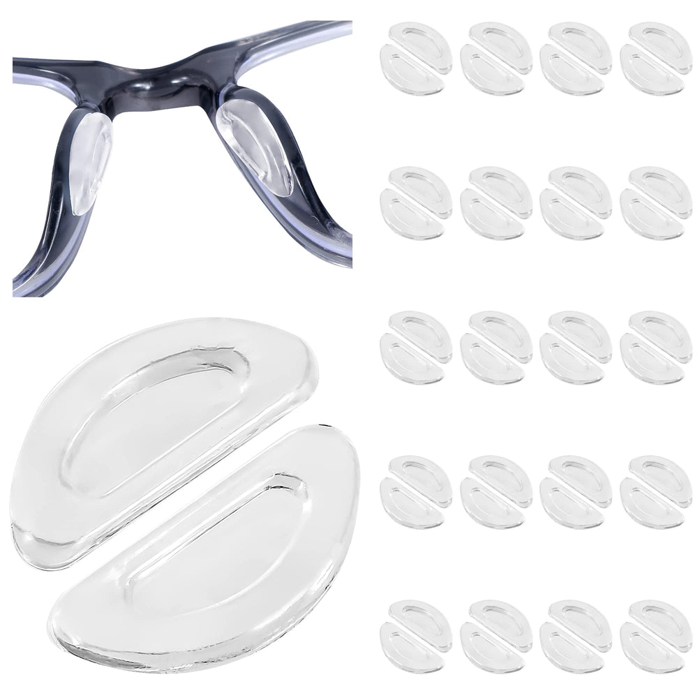 Clear silicone eyeglass nose pads with anti-slip backing