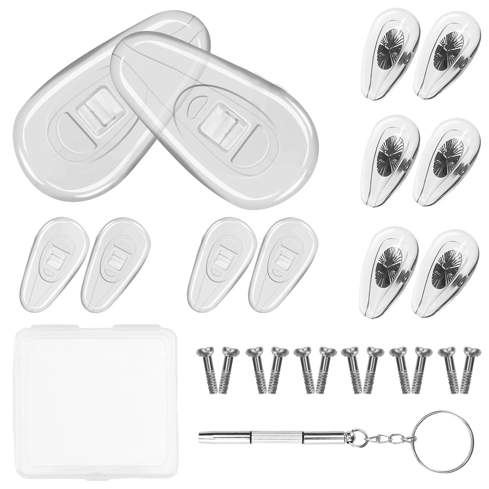 Eyeglass nose pads set showing six pairs