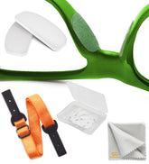 Six adhesive eyeglass nose pads in a pack