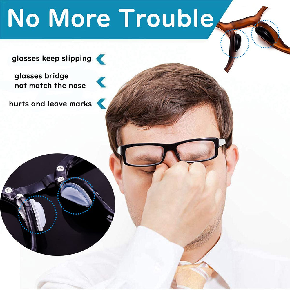 Close-up of air bag nose pads installed on glasses