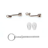 Close-up of stainless steel eyeglass nose pads arm piece