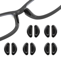 Black silicone eyeglass nose pads, 5 pairs, self-adhesive