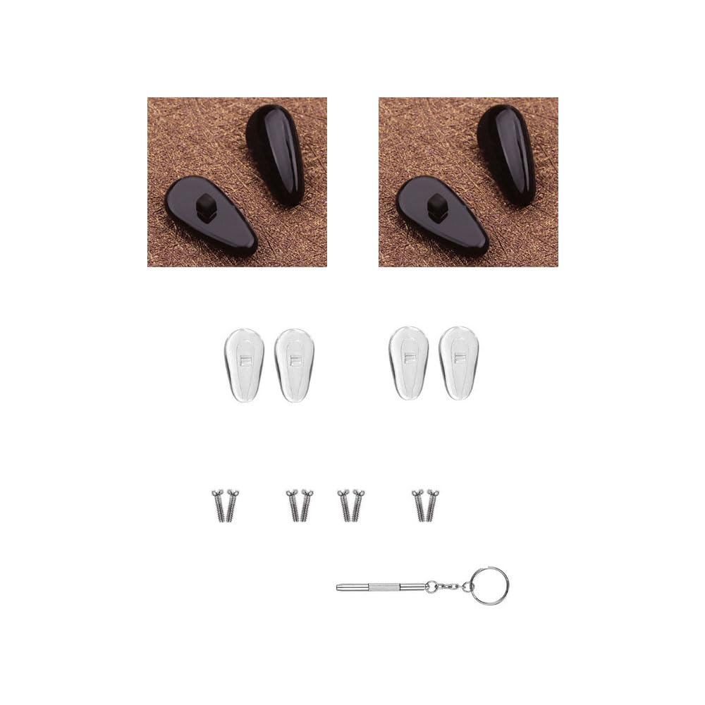 Clear nose pads with screws for eyeglasses in kit