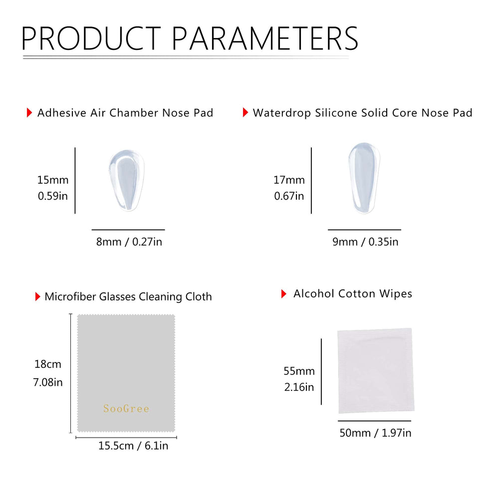 Close-up of thick water-drop silicone nose pads